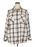 Sanctuary 100% Rayon Plaid Ivory Long Sleeve Button-Down Shirt Size 2X - photo 1