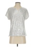 Emery Rose 100% Polyester Metallic Silver Short Sleeve T-Shirt Size S - photo 1