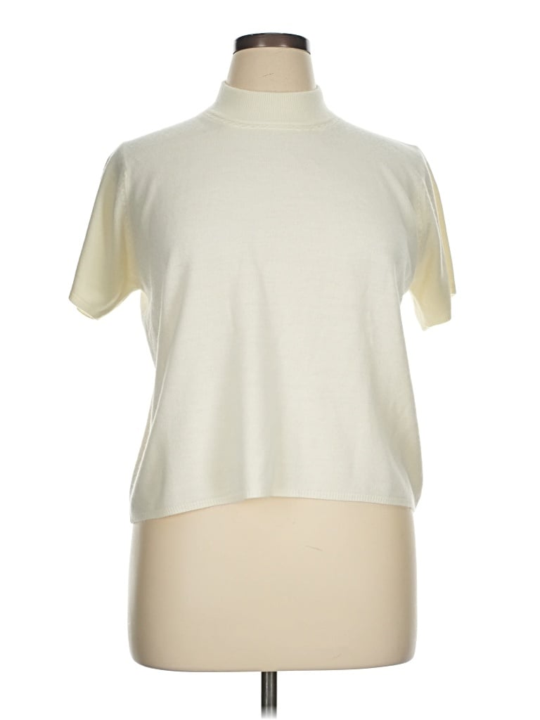 Pre-owned Norton Mcnaughton Short Sleeve Top Ivory High Neck Tops In White