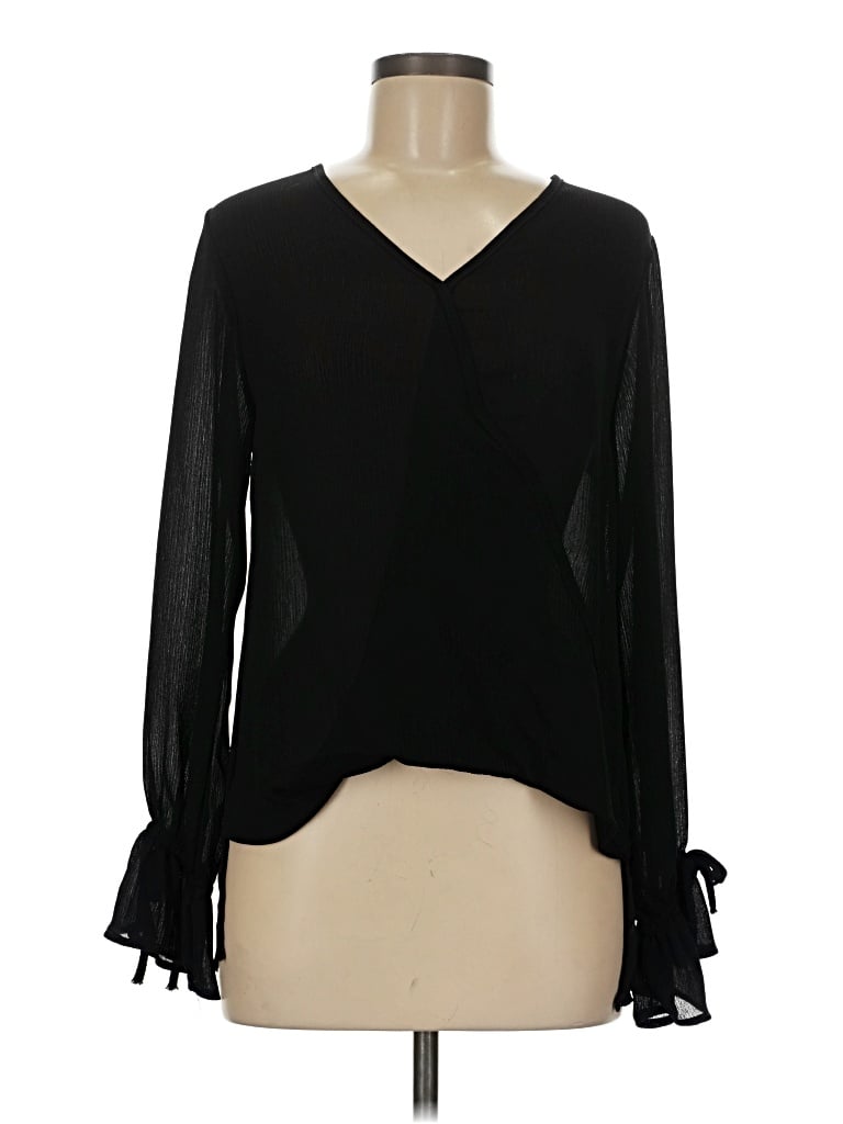 Pre-owned Tyche Long Sleeve Blouse In Black