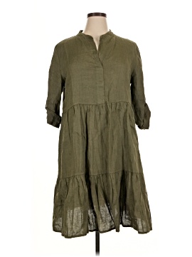 chinese dress ladies Linen tunic dress LASTRES in Natural melange main image 1