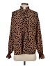 Never Fully Dressed 100% Polyester Animal Print Brown Long Sleeve Blouse Size 2 - photo 1