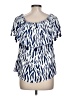 La Mer Luxe 100% Rayon Blue Short Sleeve Blouse Size L - photo 2