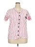 ON FIRE 100% Cotton Pink Short Sleeve Blouse Size 3X - photo 1