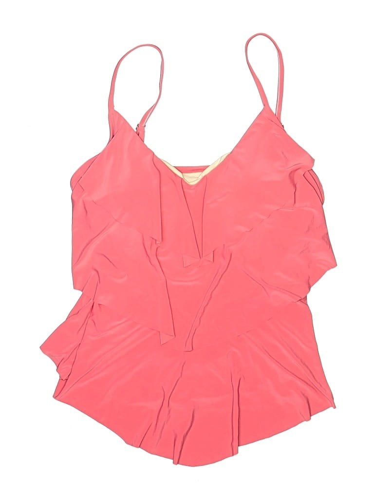 Pre-owned Aqua Green Swimsuit Top Pink Solid Pattern Swimwear