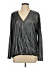 Green Envelope Metallic Silver Long Sleeve Blouse Size L - photo 1