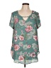 Torrid 100% Polyester Teal Short Sleeve Blouse Size Lg Plus (0) - photo 1
