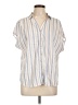 The Workshop 100% Rayon Stripes Ivory Short Sleeve Blouse Size L - photo 1