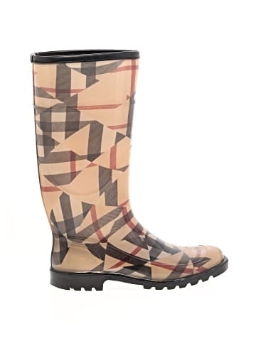 Burberry Abstract Check Rubber Rain Boots (view 1)