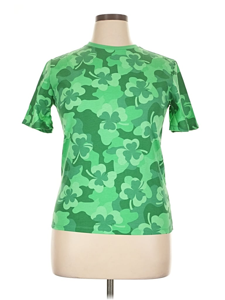 Pre-owned Way To Celebrate! Short Sleeve Turtleneck In Green
