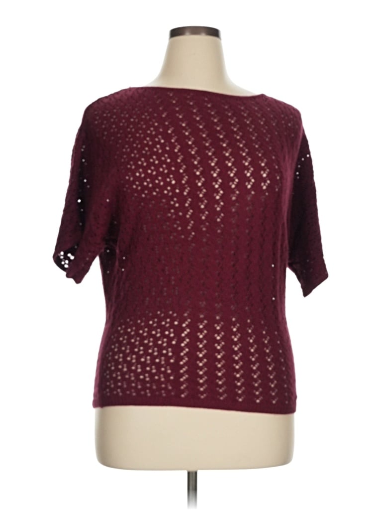 Pre-owned Falls Creek Short Sleeve Top Burgundy Boatneck Tops