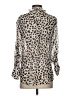 Express 100% Polyester Animal Print Ivory Silver Long Sleeve Blouse Size S - photo 2