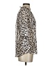Express 100% Polyester Animal Print Ivory Silver Long Sleeve Blouse Size S - photo 4