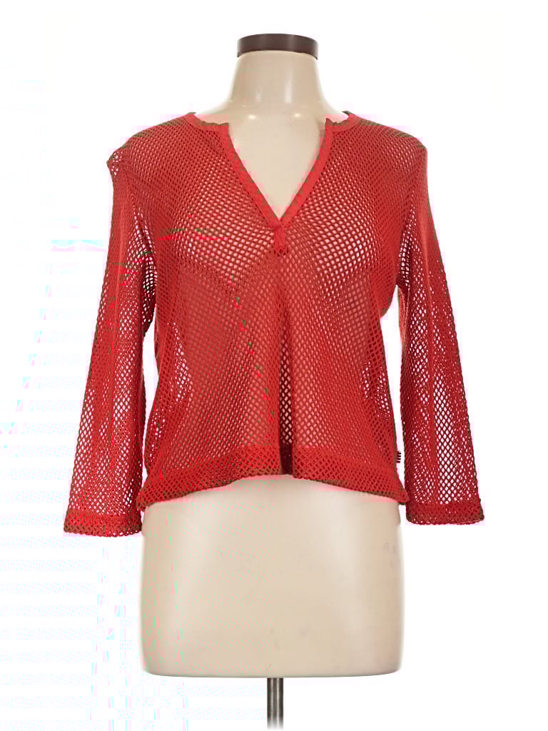 Pre-owned Norton Mcnaughton 3/4 Sleeve Blouse In Red