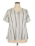Flower & Feather Gray Short Sleeve Blouse Size 2X - photo 1
