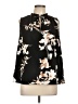 Merona 100% Polyester Floral Black Long Sleeve Blouse Size L - photo 1