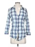 Fei Plaid Blue 3/4 Sleeve Button-Down Shirt Size S - photo 1