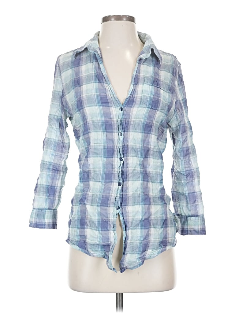 Pre-owned Fei 3/4 Sleeve Button Down Shirt In Blue