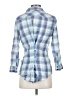 Fei Plaid Blue 3/4 Sleeve Button-Down Shirt Size S - photo 2