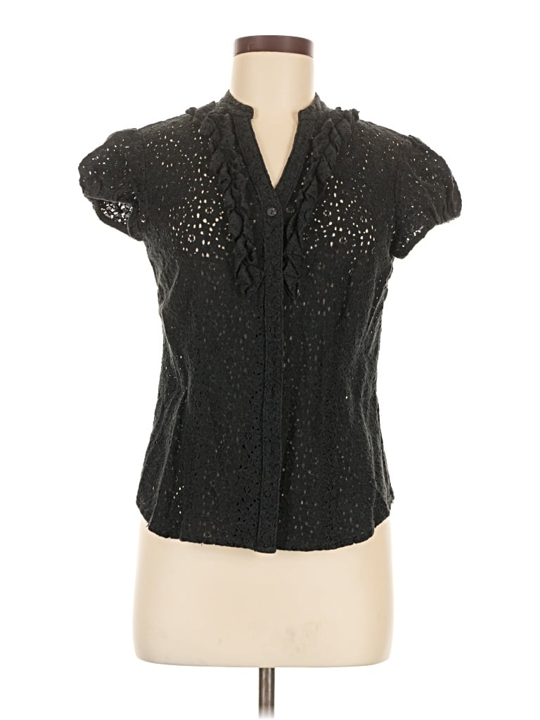 Pre-owned Van Heusen Short Sleeve Blouse In Black