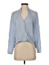 Halston Heritage Blue Long Sleeve Silk Top Size 2 - photo 1