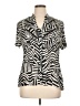 NY Collection 100% Polyester Animal Print Black Short Sleeve Blouse Size XL - photo 1