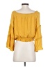 Aqua 100% Rayon Yellow 3/4 Sleeve Blouse Size S - photo 2