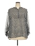 a.n.a. A New Approach 100% Polyester Chevron-herringbone Silver Long Sleeve Blouse Size 2X - photo 1