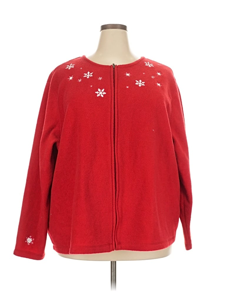 Pre-owned Croft & Barrow Fleece Jacket In Red
