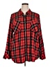 Sanctuary 100% Rayon Plaid Red Long Sleeve Button-Down Shirt Size 2X - photo 1
