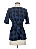 Lands' End 100% Polyester Argyle Blue Short Sleeve Blouse Size 4 - photo 1