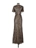 Mac Duggal 100% Polyester Silver Gold Cocktail Dress Size 2 - photo 2