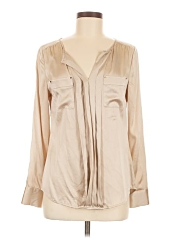White House Black Market Long Sleeve Silk Top (view 1)