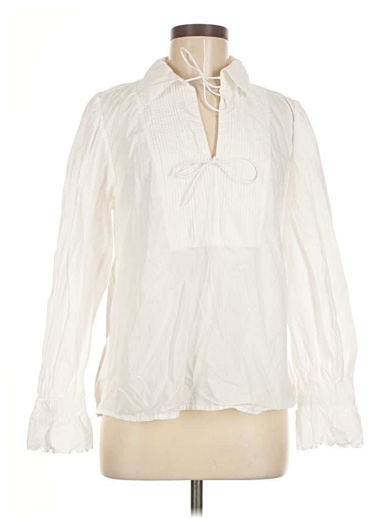 Pre-owned Jcrew Long Sleeve Blouse In Ivory
