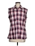 Dakini Plaid Burgundy Sleeveless Button-Down Shirt Size M - photo 1