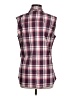 Dakini Plaid Burgundy Sleeveless Button-Down Shirt Size M - photo 2