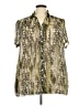 Avenue 100% Polyester Animal Print Green Short Sleeve Blouse Size 26 - 28 Plus - photo 1