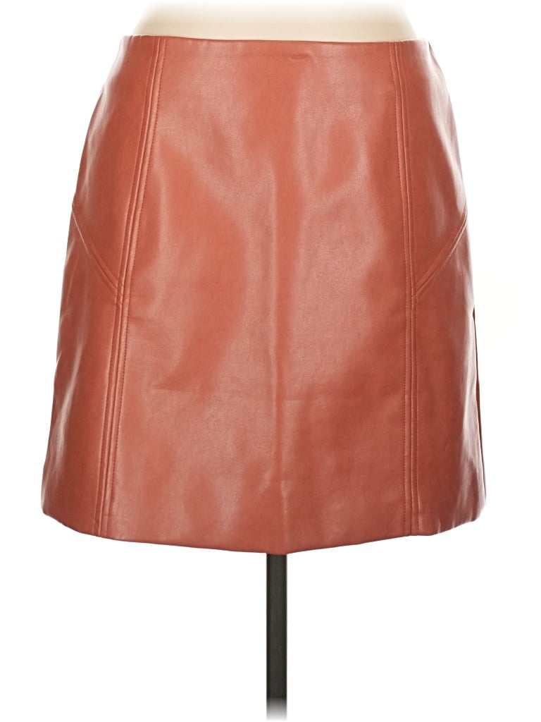 Pre-owned Bagatelle Faux Leather Skirt In Tan