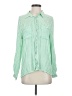 Love Tree 100% Rayon Stripes Green Long Sleeve Button-Down Shirt Size S - photo 1