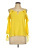Tovia 100% Polyester Yellow 3/4 Sleeve Blouse Size L - photo 1