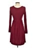 Longyuan Solid Burgundy Casual Dress Size XS - photo 2