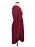 Longyuan Solid Burgundy Casual Dress Size XS - photo 4