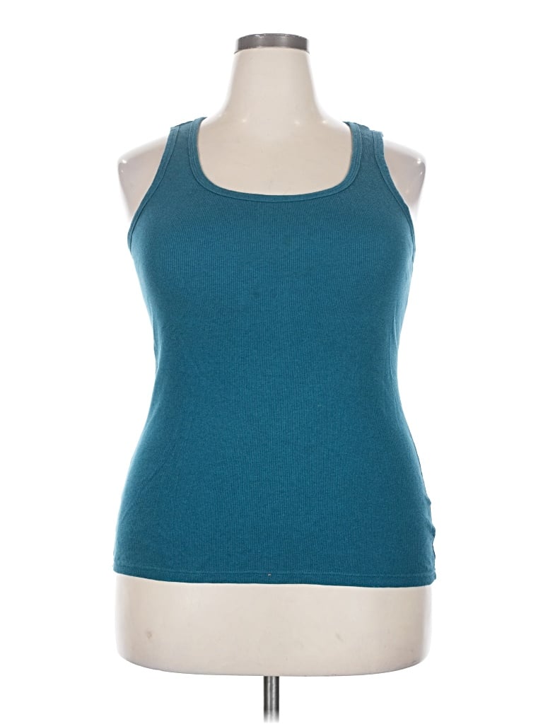 Pre-owned Faded Glory Tank Top Teal Halter Neckline Tops In Blue