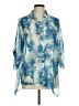 Chico's 100% Polyester Floral Blue 3/4 Sleeve Blouse Size Med (1) - photo 1