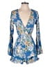 Design Lab Lord & Taylor 100% Rayon Paisley Blue Romper Size S - photo 1