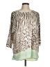 Chico's 100% Polyester Animal Print Green 3/4 Sleeve Blouse Size Med (1) - photo 1