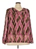 Liz Claiborne 100% Polyester Chevron-herringbone Brown Long Sleeve Blouse Size 3X - photo 1