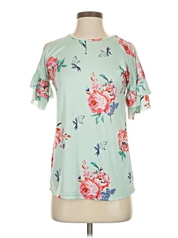 Tickled Teal Short Sleeve Blouse (view 1)