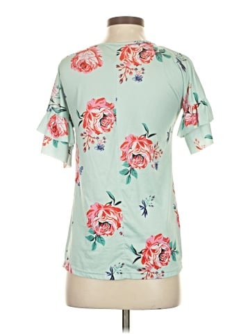 Tickled Teal Short Sleeve Blouse (view 2)
