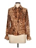 Apostrophe 100% Polyester Animal Print Brown Long Sleeve Blouse Size 10 - photo 1